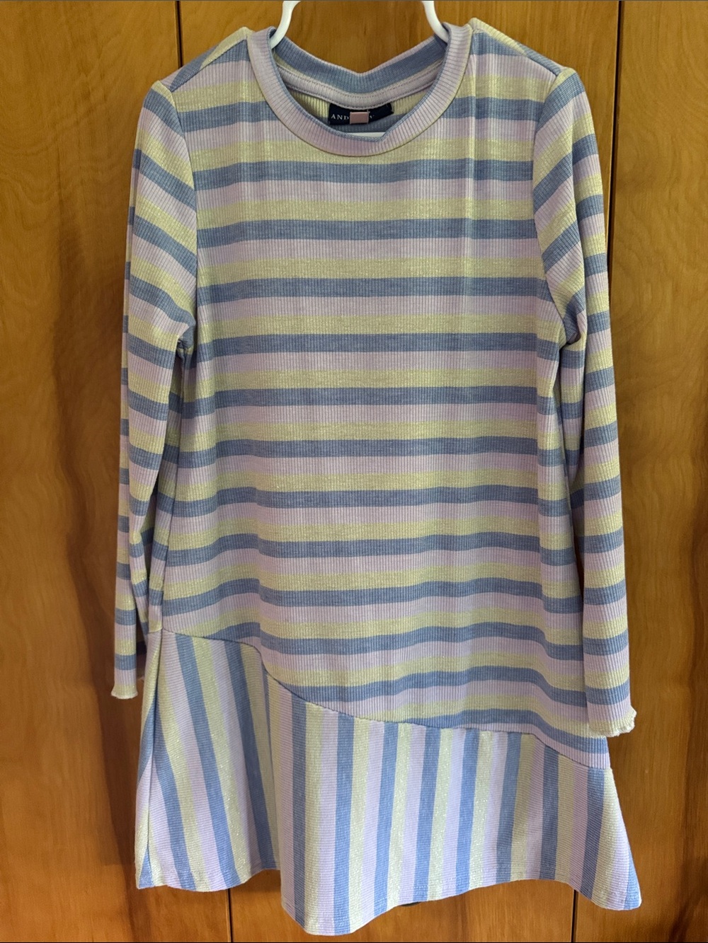 Andy & Evan Pastel Blue and Cream Striped dress - girls 6X